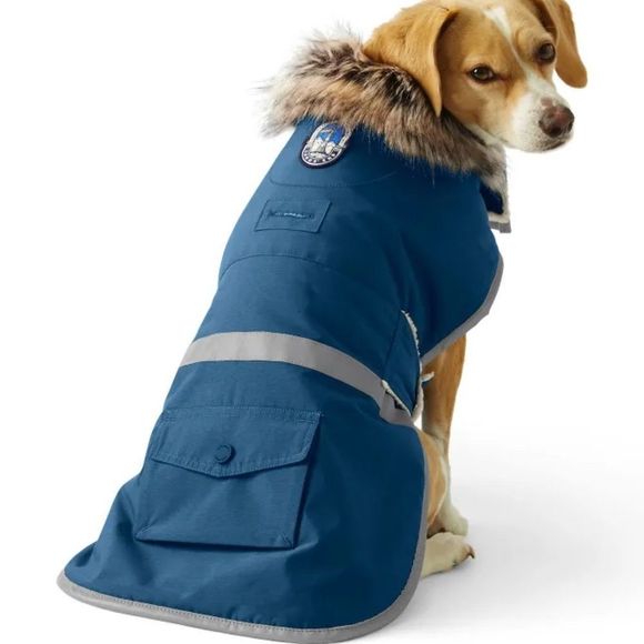 Lands' End Dog New Lands Endexpedition Fur Double Fleece Lined Coat